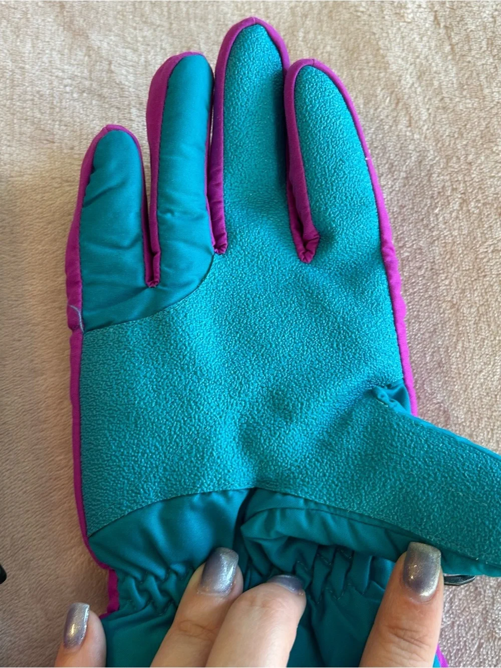 Thinsulate vintage 80s 90s insulated ski gloves teal and purple women’s M